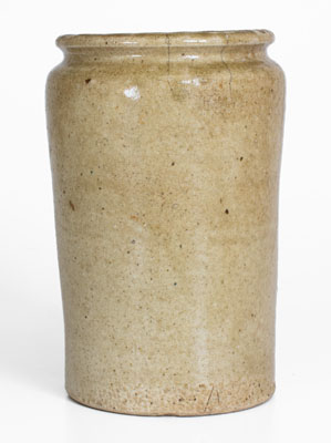 Alkaline-Glazed Stoneware Jar, Incised "V," attrib. Pottersville Pottery, Edgefield District, SC, c1830