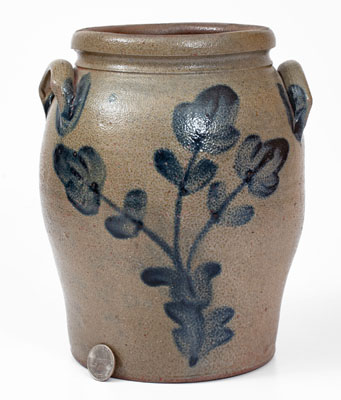 H Lowndes / Manufactor / Petersburg / Va Stoneware Jar w/ Cobalt Tree-of-Life Decoration, c1845