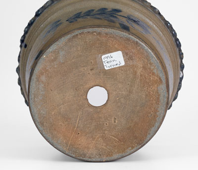 Extremely Rare Stoneware Flowerpot w/ Cobalt Floral Decoration, attrib. Decker Pottery, Washington County, TN