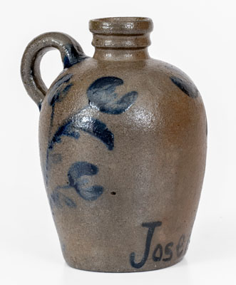 Exceptional Small-Sized Stoneware Presentation Jug attrib. G. & A. Black (Somerfield, PA), Inscribed "Joseph Kernouse"