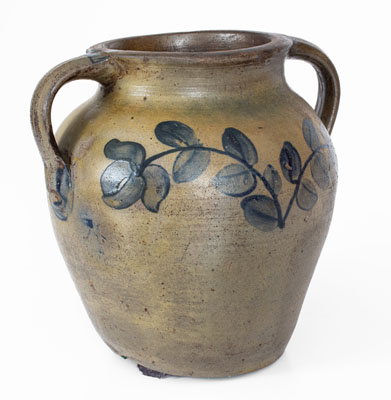 Very Rare Rockingham County, VA Vertical-Handled Stoneware Jar attrib. Andrew Coffman / Zigler, Timberville, circa 1835