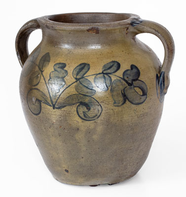 Very Rare Rockingham County, VA Vertical-Handled Stoneware Jar attrib. Andrew Coffman / Zigler, Timberville, circa 1835