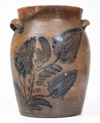 Scarce and Fine S. BELL (Samuel Bell, Winchester or Strasburg, VA) Stoneware Jar w/ Exuberant Decoration, c1840