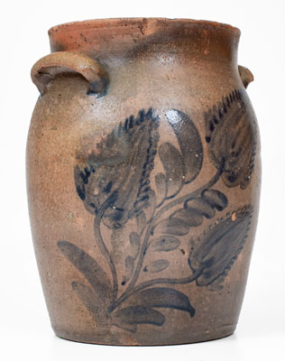 Scarce and Fine S. BELL (Samuel Bell, Winchester or Strasburg, VA) Stoneware Jar w/ Exuberant Decoration, c1840