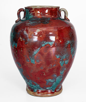 Exceptional Large-Sized JUGTOWN / WARE Art Pottery Vase w/ Chinese Blue Glaze, North Carolina, circa 1930