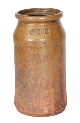 "1872" Salt-Glazed Stoneware Jar, attrib. Grindstaff Pottery, Blount County, Tennessee