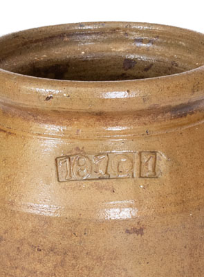 "1872" Salt-Glazed Stoneware Jar, attrib. Grindstaff Pottery, Blount County, Tennessee