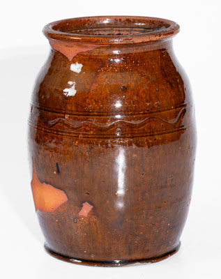 Glazed Redware Jar, Incised "13," Eastern Tennessee or Southwestern Virginia origin