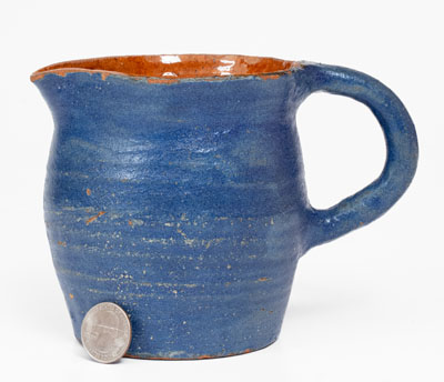 Cobalt-Glazed Redware Pitcher, Stamped "Frey," American, circa 1920's
