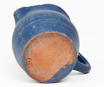 Cobalt-Glazed Redware Pitcher, Stamped "Frey," American, circa 1920's