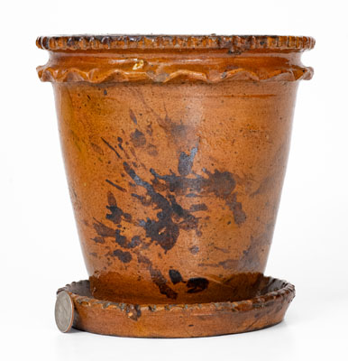 Rare WINCHESTER VA Redware Flowerpot, attrib. Theodore