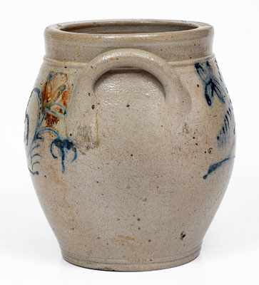 Stoneware Jar w/ Cobalt Floral Decoration, Northeastern U.S. origin, first quarter 19th century