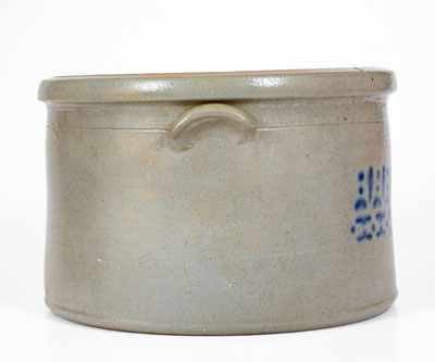 Rare SOUTHERN / STONEWARE / POTTERY Cobalt-Stenciled Stoneware Cake Crock, att. Donaghho Pottery, Parkersburg, WV