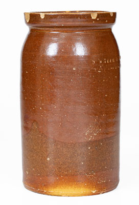 Albany-Slip-Glazed S SMYTH & BRO. / HOLLY SPRINGS, MISS. Stoneware Jar, circa 1870-1887