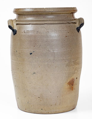Rare and Fine D.G. THOMPSON / Morgantown, West Virginia Three-Gallon Stoneware Jar w/ Elaborate Decoration