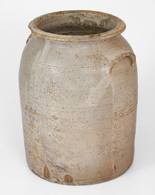 Four-Gallon Salt-Glazed Stoneware Jar Stamped JC (John Wesley Carpenter, Piper's Gap, Carroll Co, Virginia)