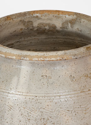 Four-Gallon Salt-Glazed Stoneware Jar Stamped JC (John Wesley Carpenter, Piper's Gap, Carroll Co, Virginia)