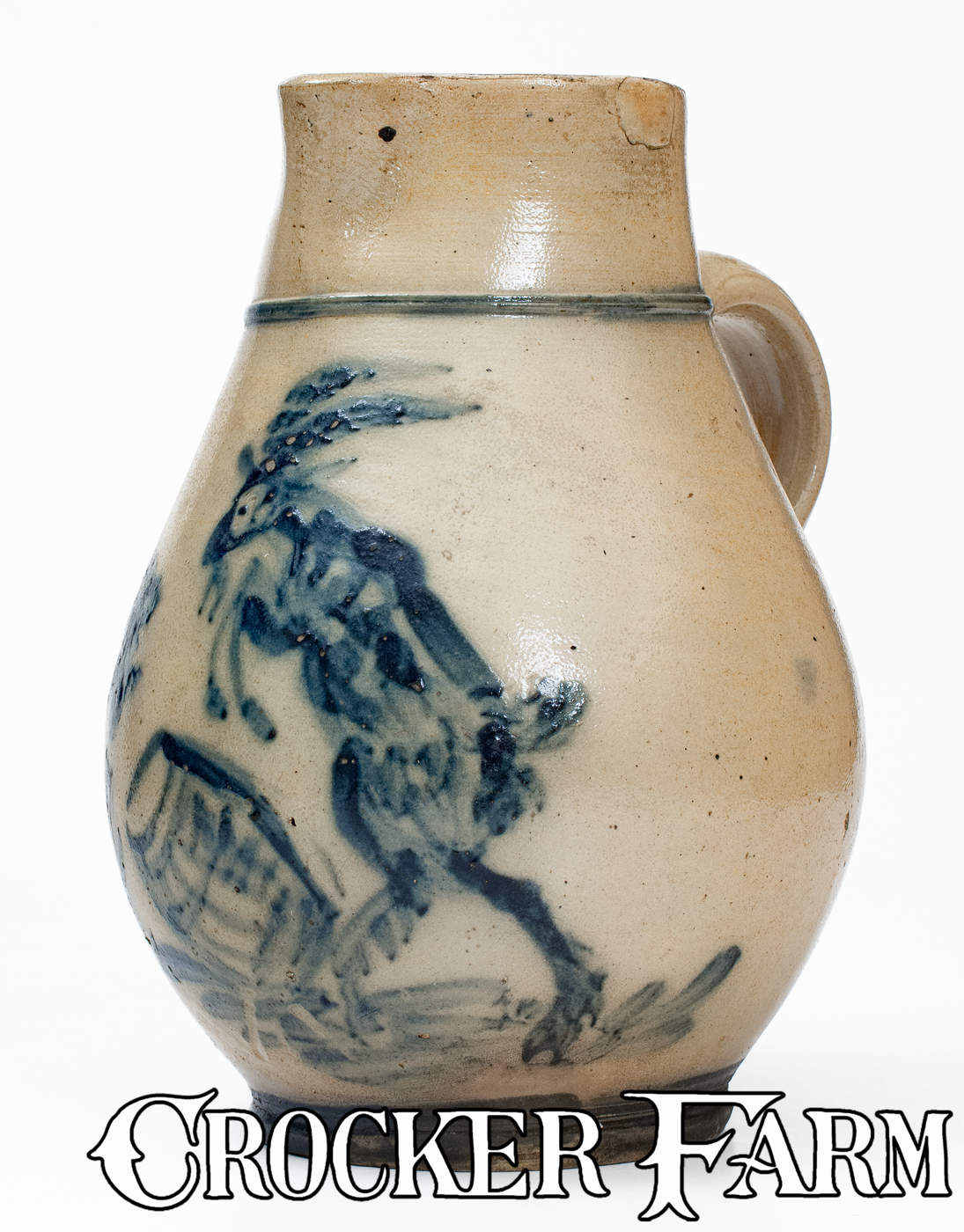Goat Lab Pitcher Outstanding Stoneware Pitcher w/ Elaborate Goat and Barrel Decoration ...