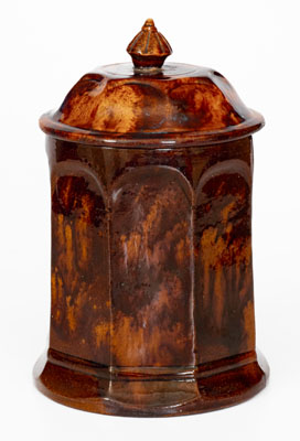 Unusual Redware Lidded Tobacco Jar , probably Baraboo, Wisconsin