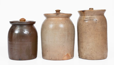 Three Central Pennsylvania Stoneware Canning Jars
