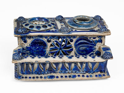 Elaborate German Stoneware Inkstand, 18th or 19th century