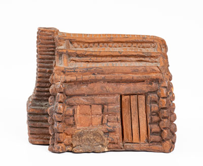 Very Rare Miniature Redware Cabin attrib. Anna Pottery, Anna, Illinois