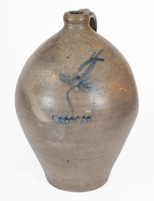 2 Gal. S. S. PERRY & CO. / WEST TROY Stoneware Jug w/ Floral Decoration