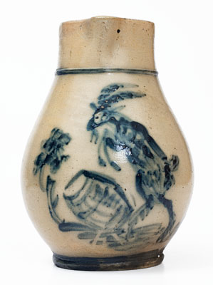 Outstanding Stoneware Pitcher w/ Elaborate Goat and Barrel Decoration attrib. MacQuoid, New York City