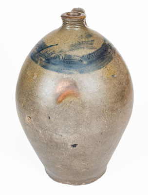 Attrib. Branch Green, Philadelphia Stoneware WINE Jug w/ Coggled Bird Decoration