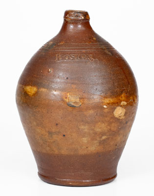 Small-Sized Iron-Decorated BOSTON Stoneware Jug, Frederick Carpenter, early 19th century