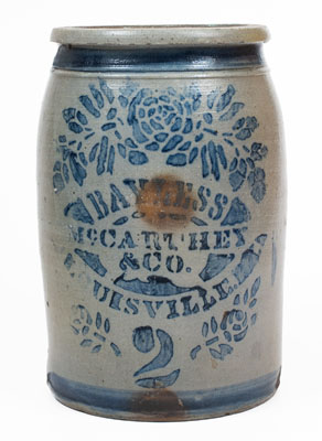 2 Gal. BAYLESS, MCCARTHY & CO. / LOUISVILLE, KY Stoneware Jar
