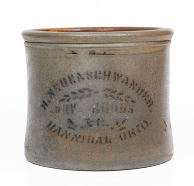 Scarce HANNIBAL, OHIO Stoneware Advertising Cake Crock
