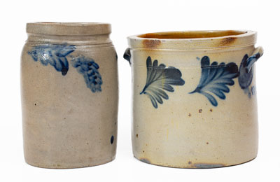 Lot of Two: Stoneware Crocks attrib. Remmey, Philadelphia, PA