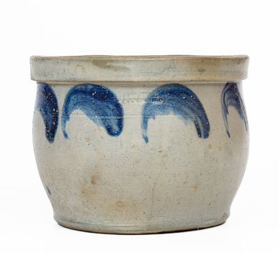 JOHN BELL / WAYNESBORO Bowl-Shaped Stoneware Jar w/ Cobalt Decoration