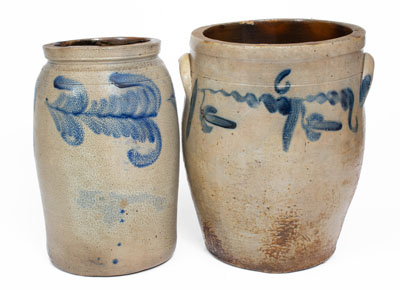 Lot of Two: American Stoneware Jars w/ Foliate Decoration