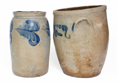 Lot of Two: American Stoneware Jars w/ Foliate Decoration