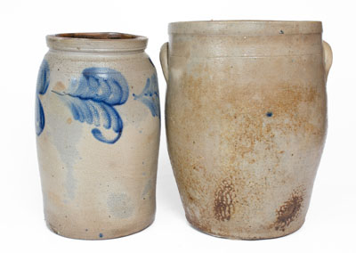 Lot of Two: American Stoneware Jars w/ Foliate Decoration