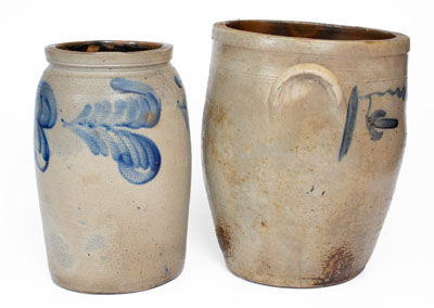 Lot of Two: American Stoneware Jars w/ Foliate Decoration