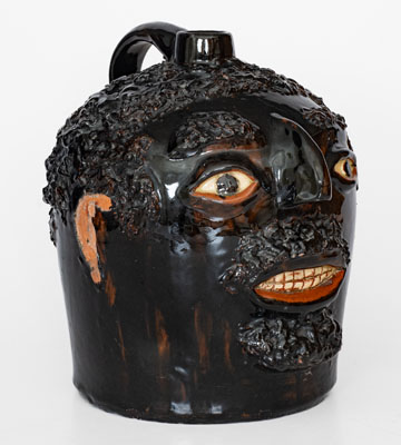 Rare and Important Crooksville, Ohio Stoneware Face Jug, probably Burley & Winter