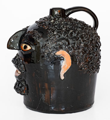 Rare and Important Crooksville, Ohio Stoneware Face Jug, probably Burley & Winter