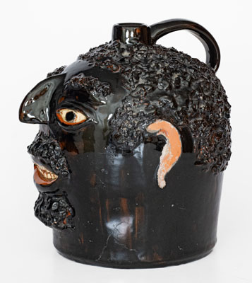 Rare and Important Crooksville, Ohio Stoneware Face Jug, probably Burley & Winter