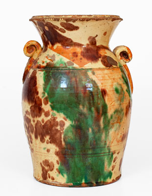Scarce Multi-Glazed Redware Urn, attrib. Eberly, Strasburg, VA, circa 1890