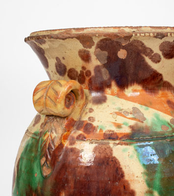 Scarce Multi-Glazed Redware Urn, attrib. Eberly, Strasburg, VA, circa 1890