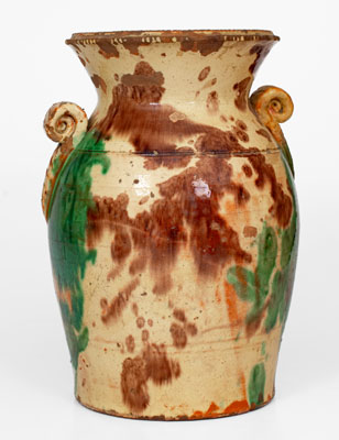 Scarce Multi-Glazed Redware Urn, attrib. Eberly, Strasburg, VA, circa 1890