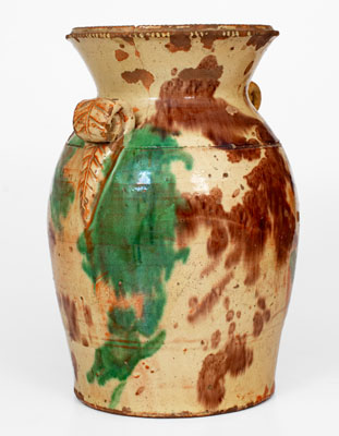 Scarce Multi-Glazed Redware Urn, attrib. Eberly, Strasburg, VA, circa 1890