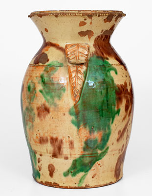 Scarce Multi-Glazed Redware Urn, attrib. Eberly, Strasburg, VA, circa 1890