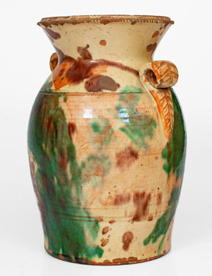 Scarce Multi-Glazed Redware Urn, attrib. Eberly, Strasburg, VA, circa 1890