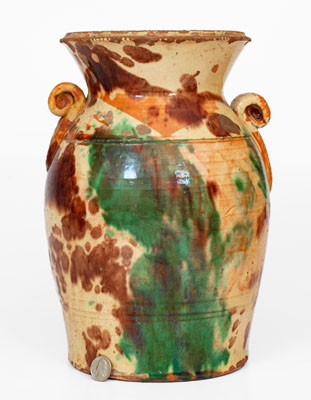 Scarce Multi-Glazed Redware Urn, attrib. Eberly, Strasburg, VA, circa 1890