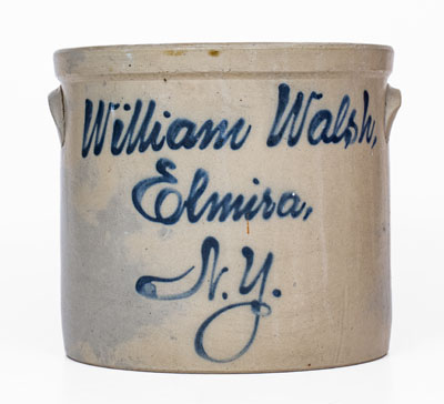 Elmira, NY Advertising Crock w/ Bird Decoration attrib. Fulper, Flemington, NJ
