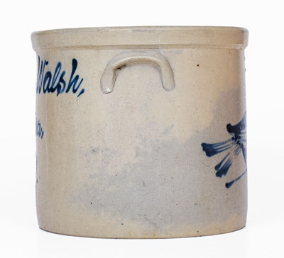 Elmira, NY Advertising Crock w/ Bird Decoration attrib. Fulper, Flemington, NJ